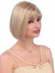 Chin Length Blonde Bobbed Style Wig with Bangs