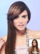 8.5" Straight Brown Heat Friendly Synthetic Hair Capless Bangs