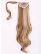 22" Wavy Blonde 100% Human Hair Pressure Clips Ponytails