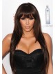 Layered Kim Kardashian's long straight hair long wigs with bangs