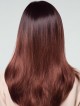 Long Straight Red Wig With Side Bangs
