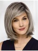 Mid Length Straight Bob Lace Front Grey Hair Wig