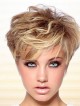 New Layered Full Lace Short Wavy Human Hair Wigs With Bangs