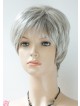 Capless Short Straight Grey Synthetic Hair Wig With Bangs