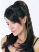 18" Straight Black Heat Friendly Synthetic Hair Claw Clip Ponytails