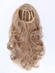 20" Curly Brown Human Hair 1/2 Wigs Hair Pieces