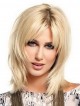 Shoulder Length Blonde Straight Layered Synthetic Hair Wig with Middle Part