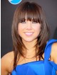 Trendy Celebrity Long Straight Brown Synthetic Hair Wig with Bangs