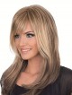 Long Straight Human Hair Lace Front Wig With Bangs