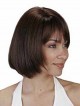 Short Straight Human Hair Women Lace Front Mono Top Wig With Bangs