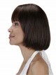 Short Straight Human Hair Women Lace Front Mono Top Wig With Bangs