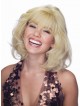 Shoulder Length Human Hair Lace Front Wavy Wig With Full Bangs