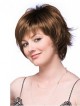 Lace Front Short Straight Layered Human Hair Wig With Bangs