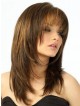 Straight Lace Front Mono Top Human Hair Monofilament Wig With Bangs