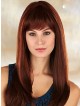 Long Straight Lace Front Human Hair Wig With Full Bangs