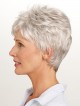 Cropped Synthetic Grey Wavy Hair Style Full Wig