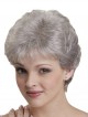 Layered Short Straight Lace Front Mono Top Women Grey Wig With Bangs