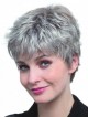 Short Grey Straight Women Wig With Bangs