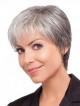 Short Straight Lace Front Monofilament Grey Wig With Bangs