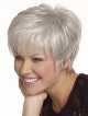 Grey Straight Lace Front Mono Top Hair Wig With Bangs