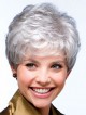 Cropped Wavy Lace Front Mono Top Grey Wig With Bangs