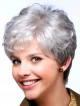 Cropped Wavy Lace Front Mono Top Grey Wig With Bangs