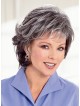 Capless Grey Curly Women Hair Wig With Bangs